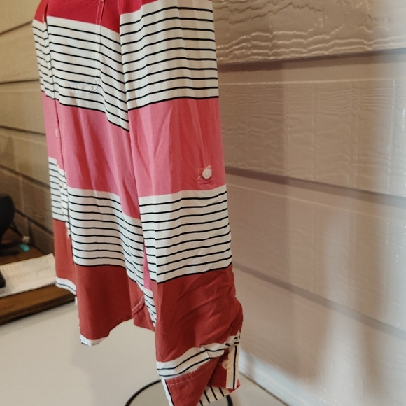 Velvet Heart Womens Small Lightweight Striped High Low Button Up - Picture 3 of 8